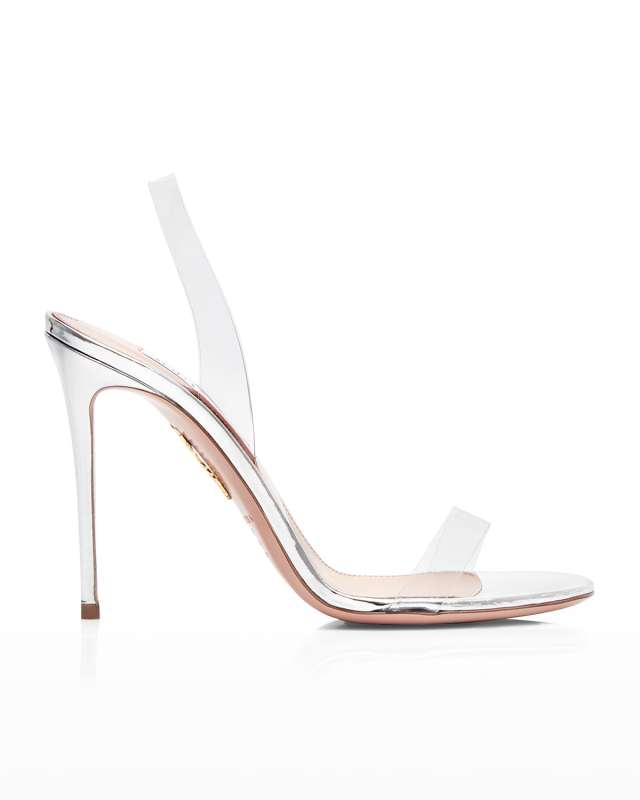 So Nude 105mm Metallic Plexi See-Through Sandals